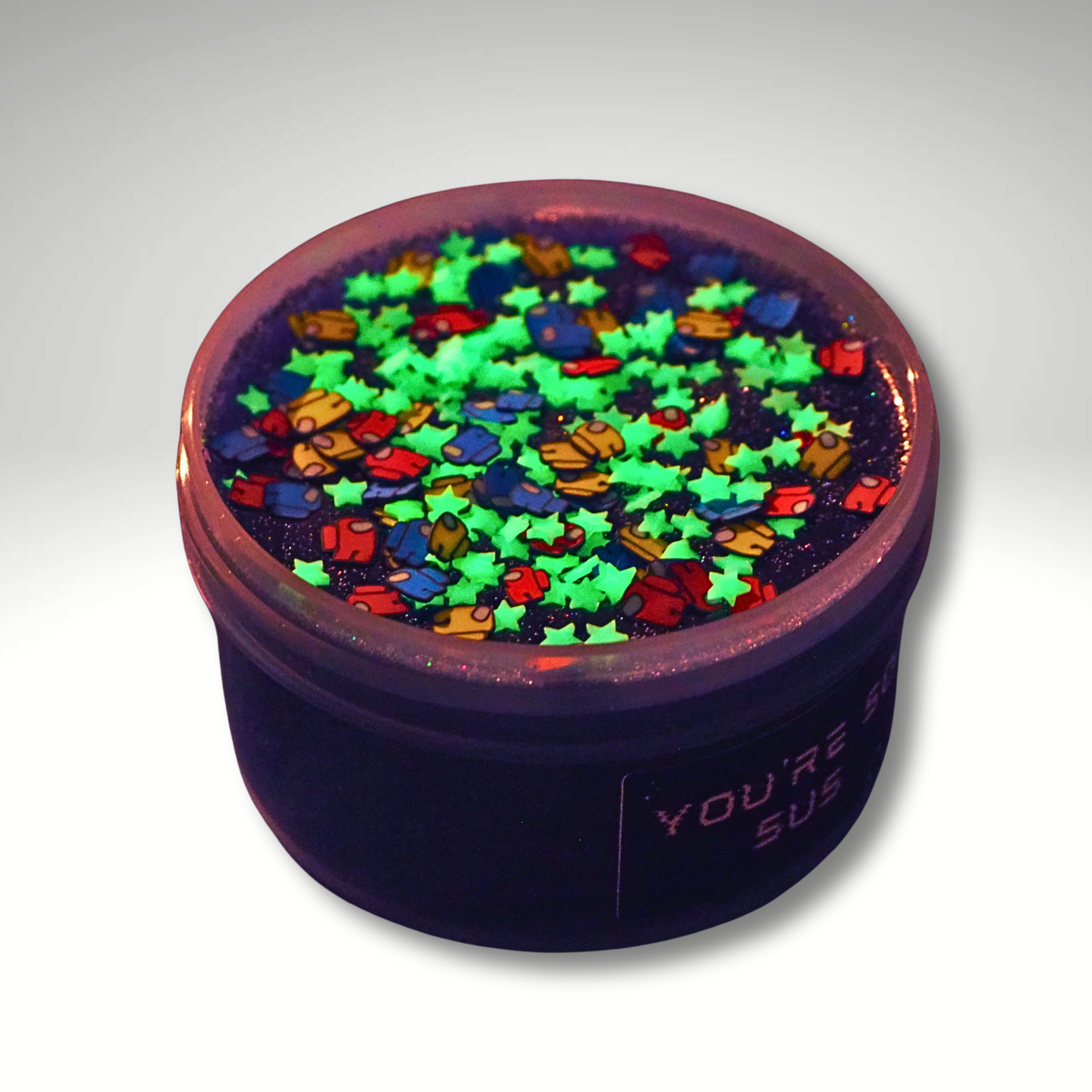 You're So Sus Among Us themed colorshift sugar scrub slime