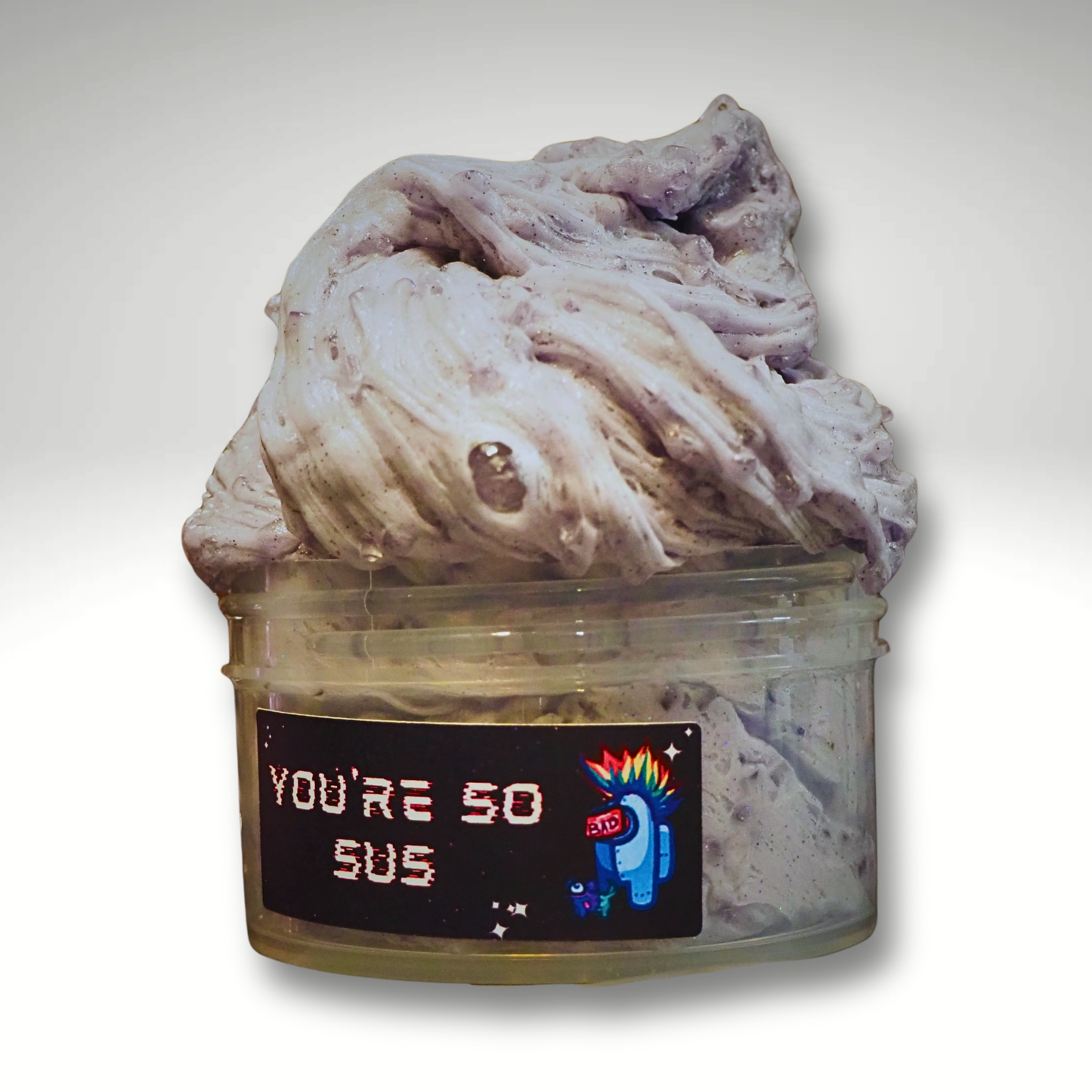 You're So Sus Among Us themed colorshift sugar scrub slime