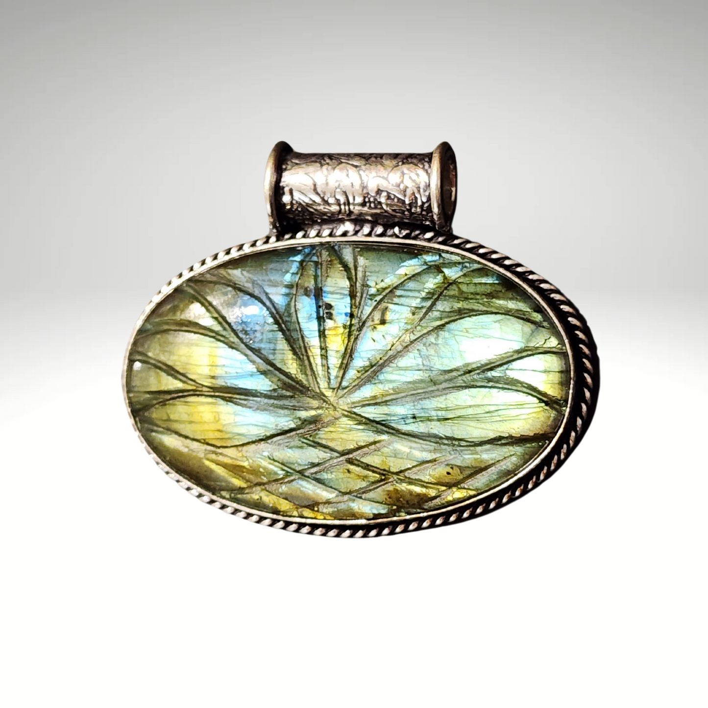 Sterling Silver Carved Labradorite Pendant