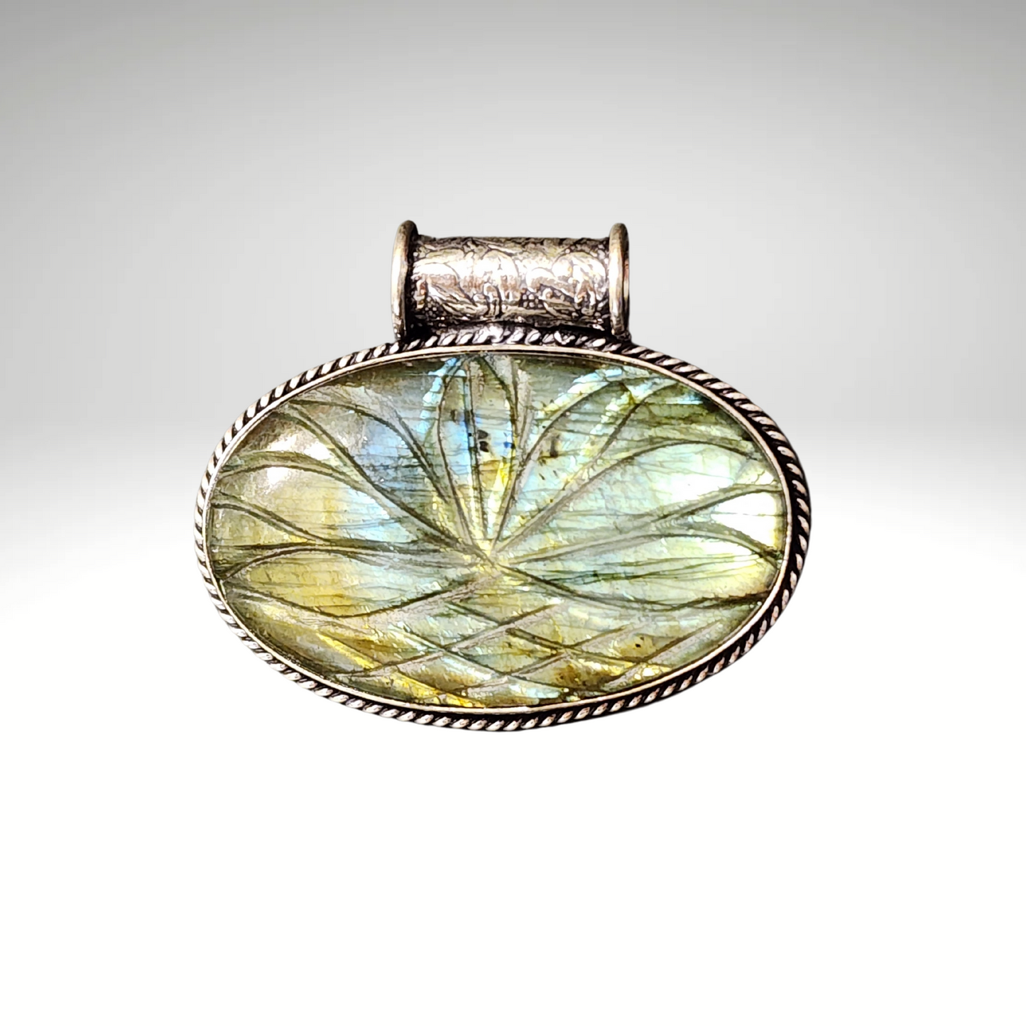 Sterling Silver Carved Labradorite Pendant