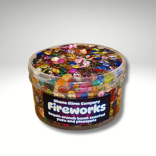 Fireworks semi coated clear sequin crunch bomb slime