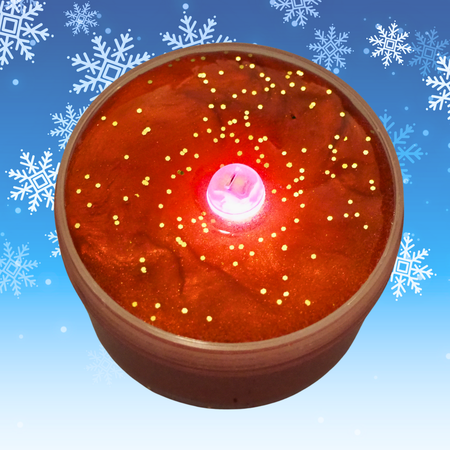 Rudolph's Nose coated pigmented clear slime w/ LED light ball