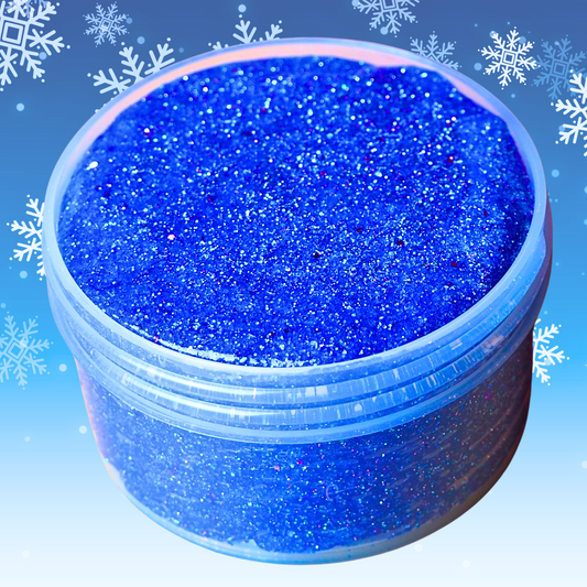 Holiday Blues semi coated packed sand glitter bomb slime