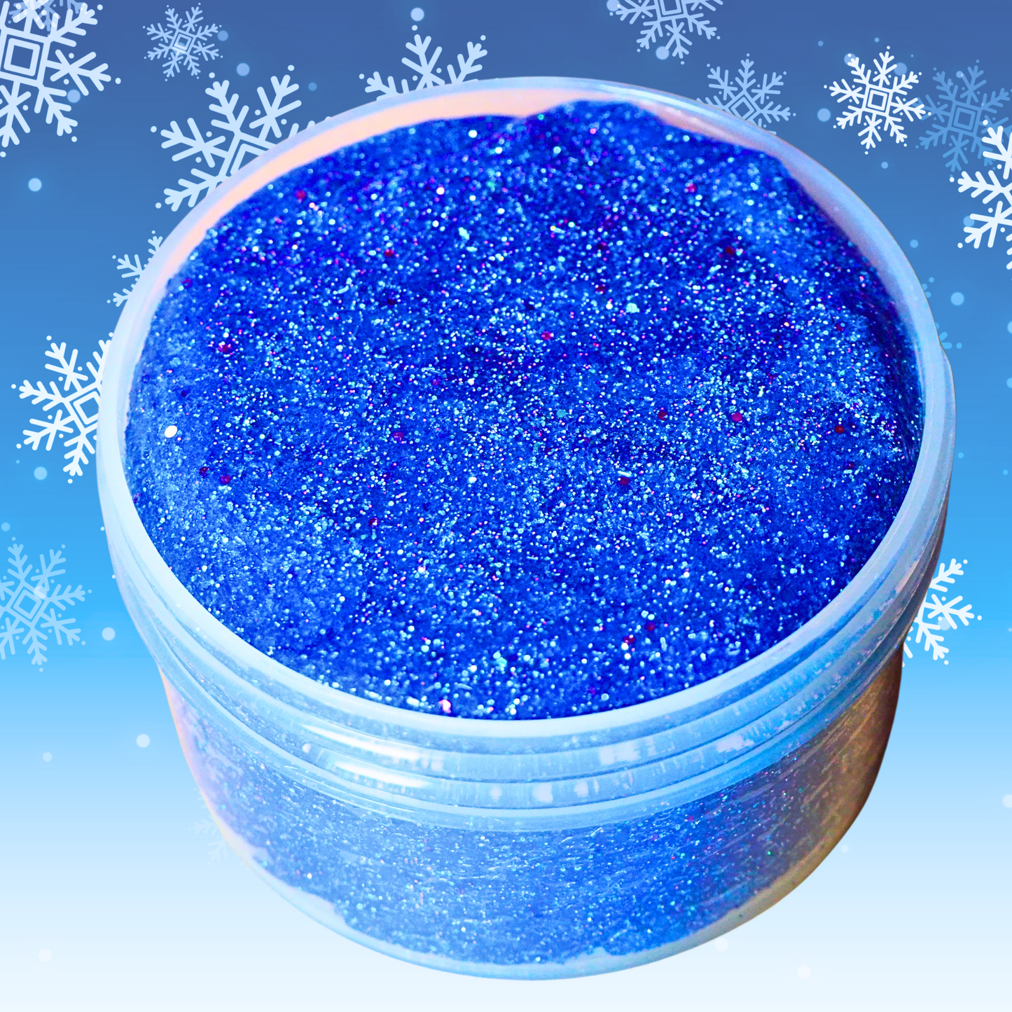 Holiday Blues semi coated packed sand glitter bomb slime