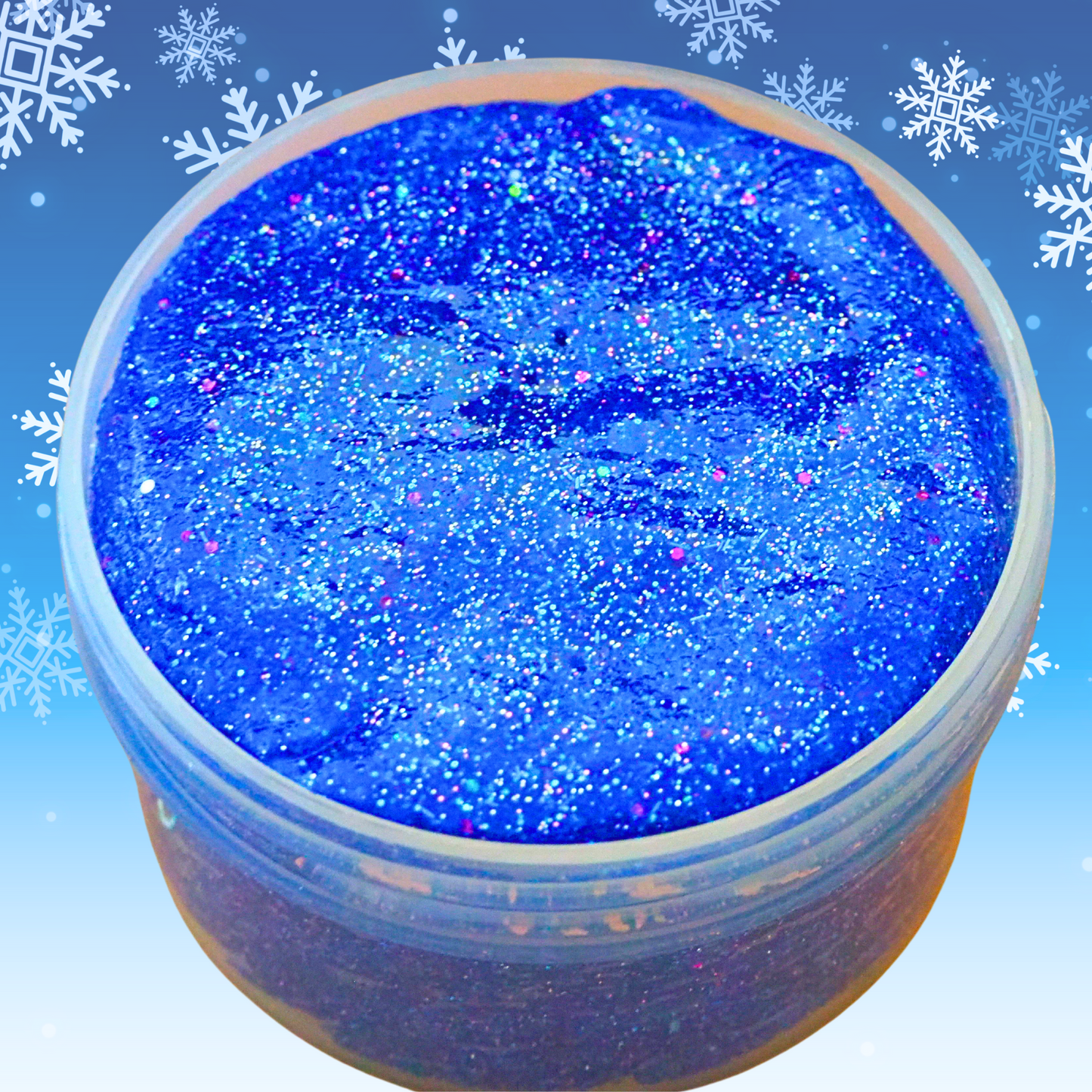 Holiday Blues semi coated packed sand glitter bomb slime