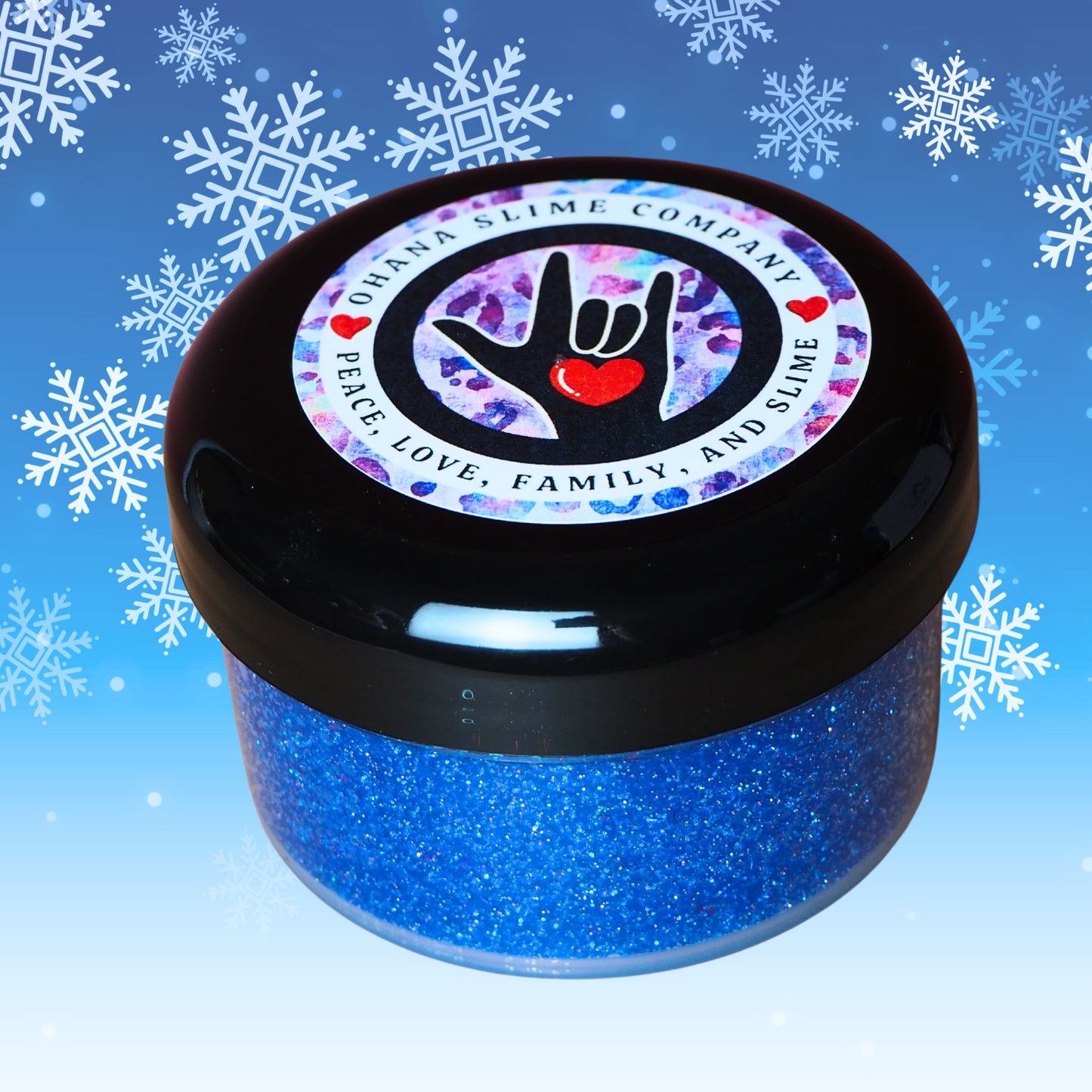 Holiday Blues semi coated packed sand glitter bomb slime