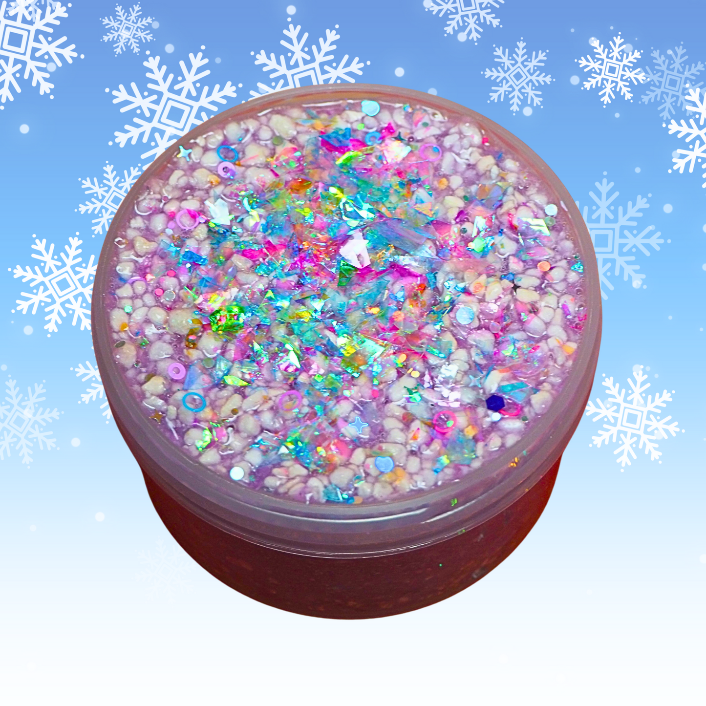 Sugar Plum Fairy Fizz coated milky clear perlite sequin crunchy slime