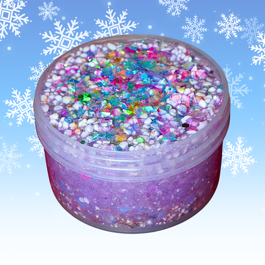 Sugar Plum Fairy Fizz coated milky clear perlite sequin crunchy slime