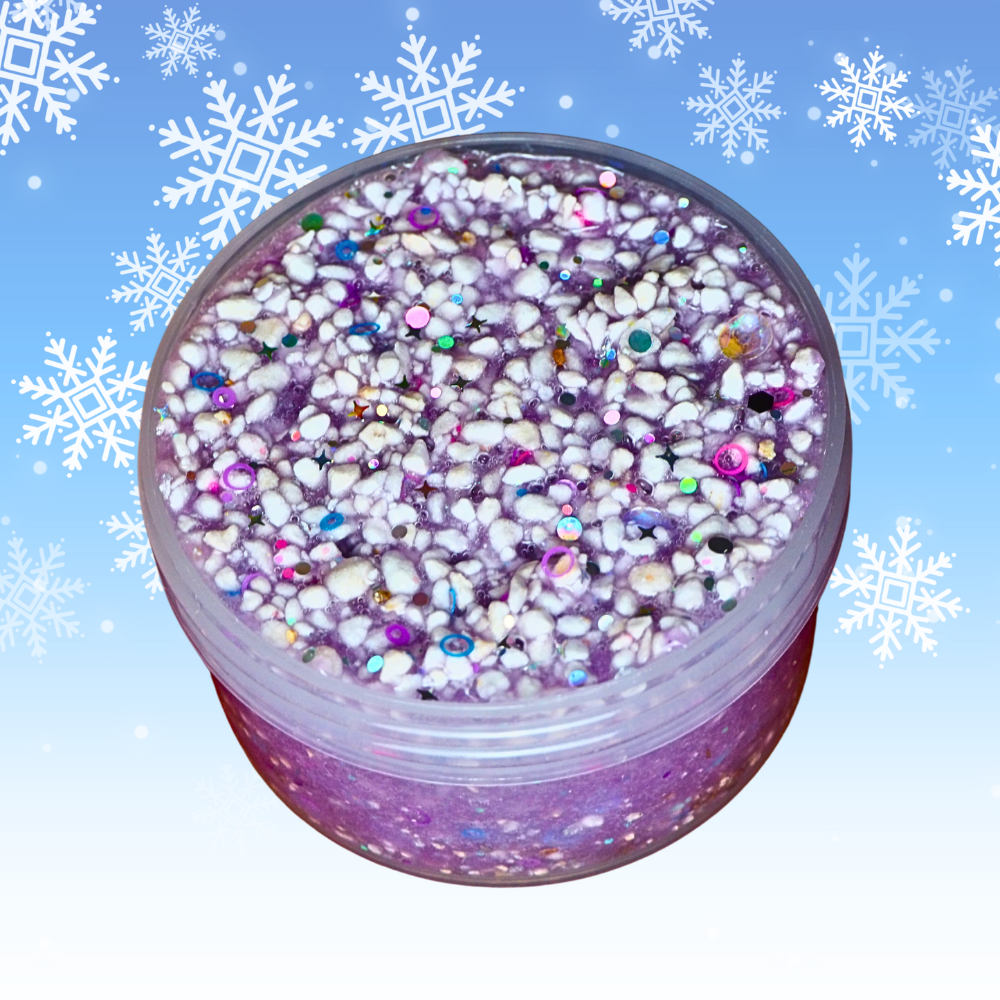 Sugar Plum Fairy Fizz coated milky clear perlite sequin crunchy slime